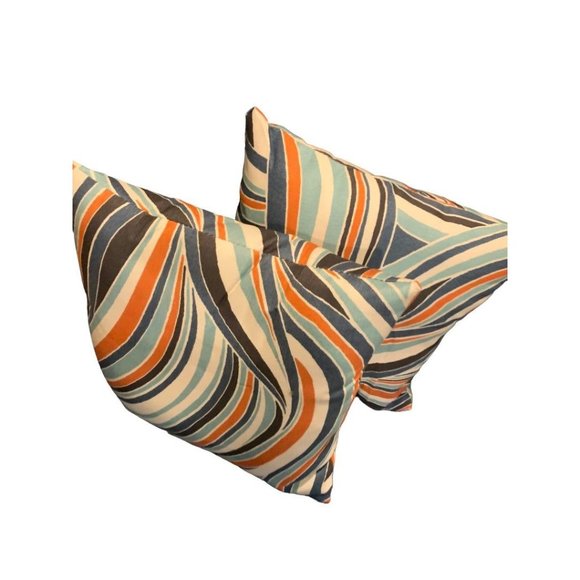 Set of 2 New Polyester Fill Zip Off Cover Throw Pillows Retro Swirl Print - Picture 4 of 8
